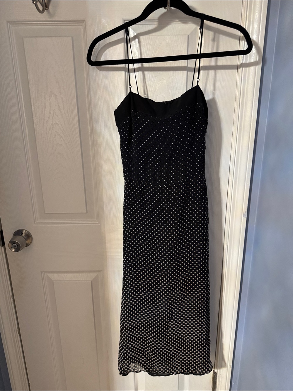 Vintage White House Black Market polka dot silk midi dress